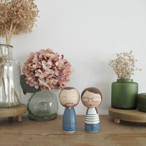 Pareja kokeshi personalizada L - Imagen 4
