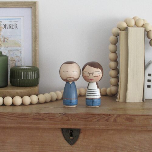 Pareja kokeshi personalizada L - Imagen 3