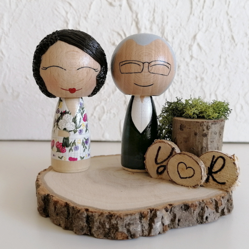 Pareja kokeshi personalizada M - Imagen 5