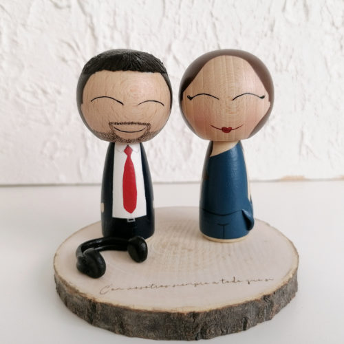 Pareja kokeshi personalizada M - Imagen 4