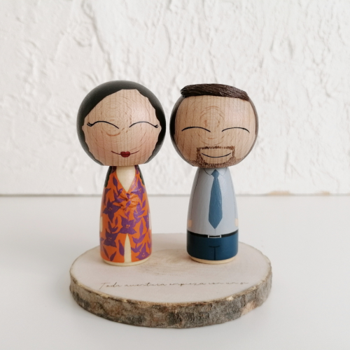 Pareja kokeshi personalizada M - Imagen 3